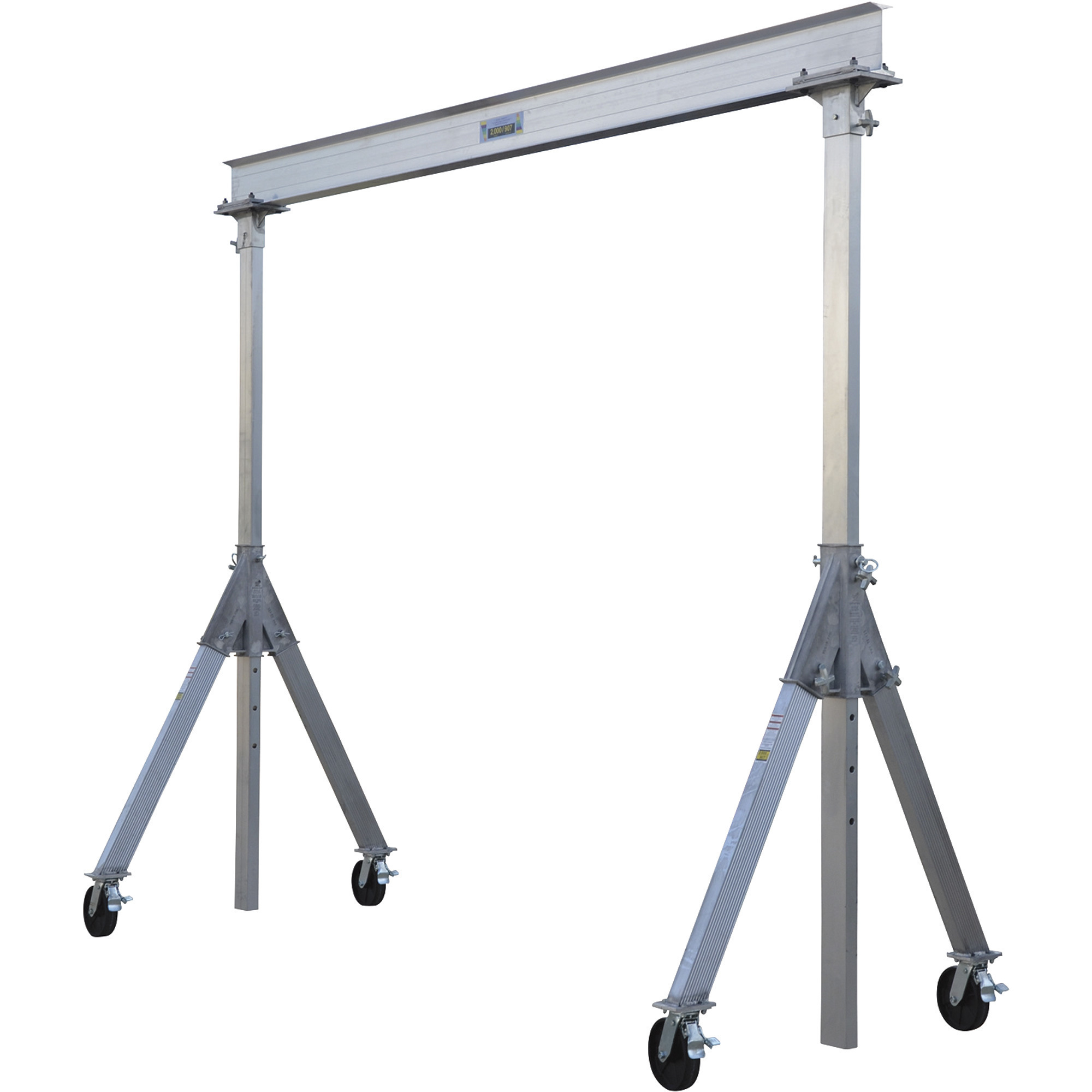 Vestil Aluminum Adjustable Height Gantry Crane - 8ft. x 10ft., 6000-Lb. Capacity, Phenolic Casters, Silver, Model# AHA-6-8-10